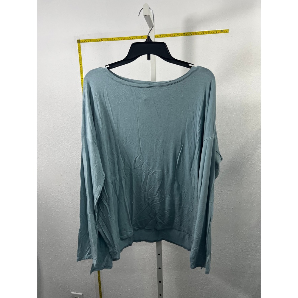 MarlaWynne Womens Large Blue Long Sleeve Boat Neck Oversized Jersey Knit Top‎